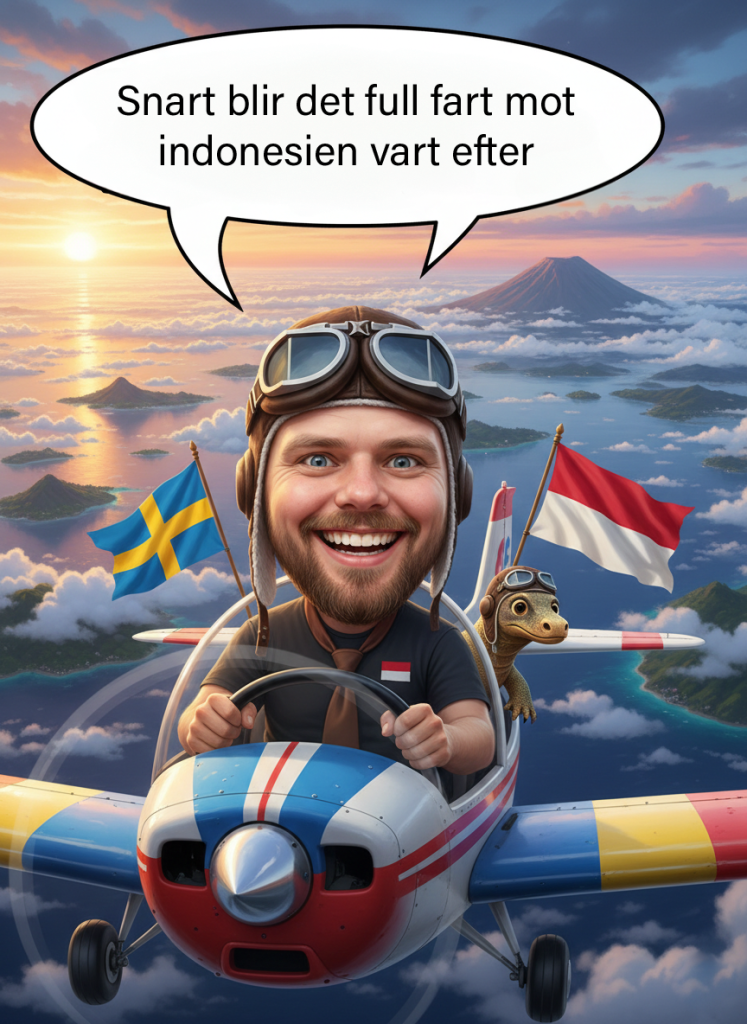 Flyger i mot Indonesien om 3 månader typ